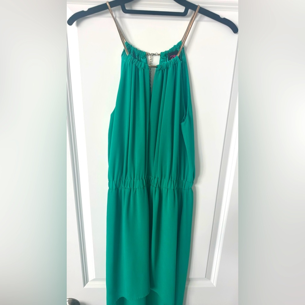 2B Bebe Green Asymmetrical High-Low Sundress